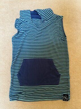 Sweet Bamboo Tank Hoodie - Navy Stripe/Bijou Blue - 6Y
